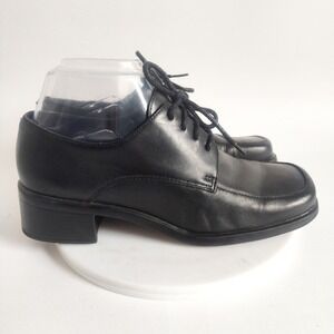 Easy Spirit Oxford Shoes 6.5 Wide Leather Square Toe Block Heel Vintage Lace-up